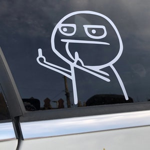 Middle Finger Dude Funny Die Cut Vinyl Sticker Decal for Car Window, Car Bumper, Water Bottle, Laptop,  Macbook, Journal
