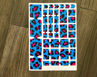 Bicycle Frame Protection Tape Decal Sticker Vinyl Film for MTB BMX EBIKE Leopard Print Pink On Blue