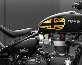 Union Jack Tank Sticker Decal Accessory For Triumph Bobber Speedmaster - Gold (Design D)