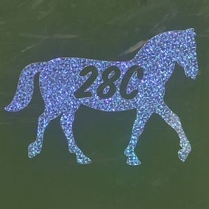 Horse Wheelie Bin House Number Sticker Sparkle *effect*