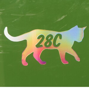 Walking Cat Wheelie Bin House Number Sticker Rainbow *effect*