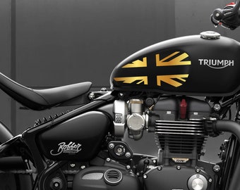Union Jack Tank Sticker Decal Accessory For Triumph Bobber Speedmaster - Gold (Design B)