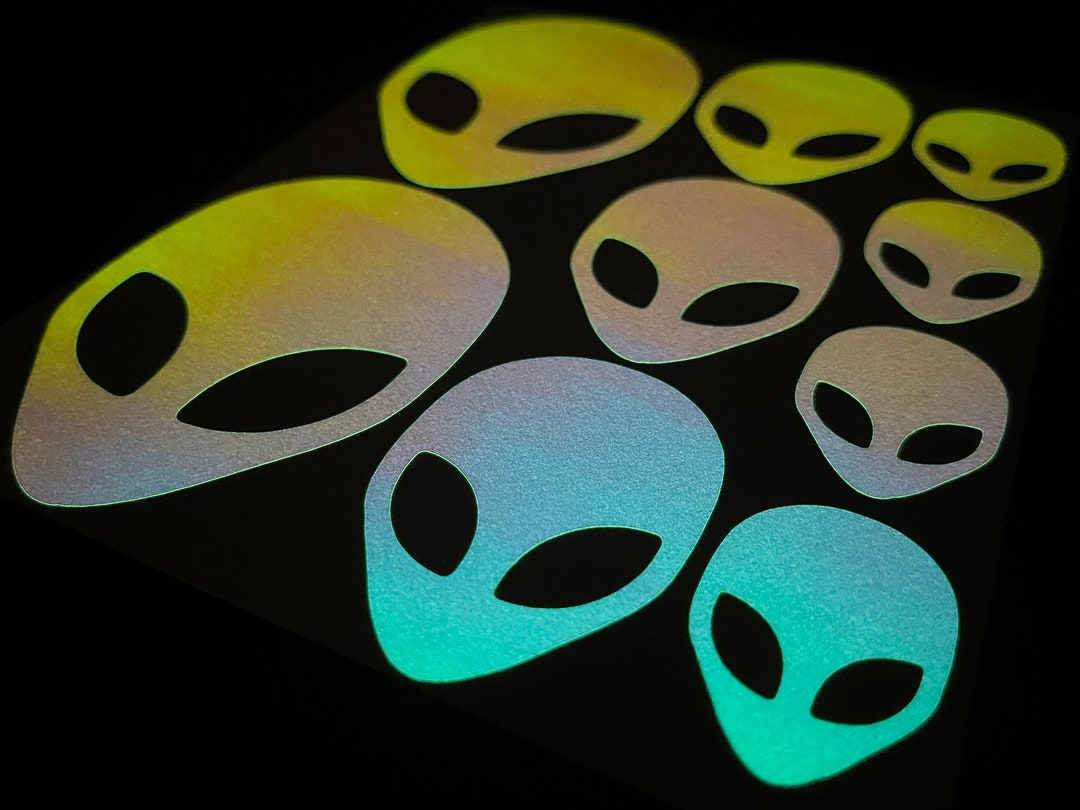 Alien Head (assorted) OPAL Glow in the Dark Stickers Peel and Stick ...