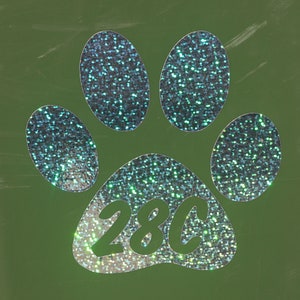 Dog Paw Wheelie Bin House Number Sticker Sparkle *effect*
