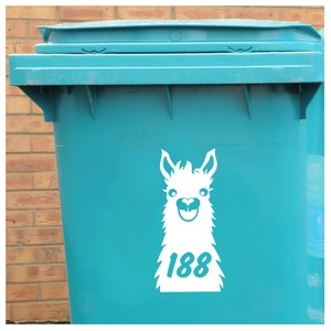 Llama Wheelie Bin Number Gloss Die-Cut Vinyl Sticker