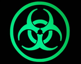 2x Glow In The Dark BIOHAZARD Aufkleber 9cm - Peel and Stick Aufkleber für Wandkunst, Planer, Tagebuch, Telefon, Auto, Lehrer, Journal