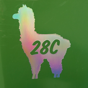 Alpaca  / Llama Wheelie Bin House Number Sticker Rainbow *effect*