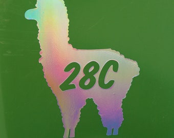 Alpaca  / Llama Wheelie Bin House Number Sticker Rainbow *effect*