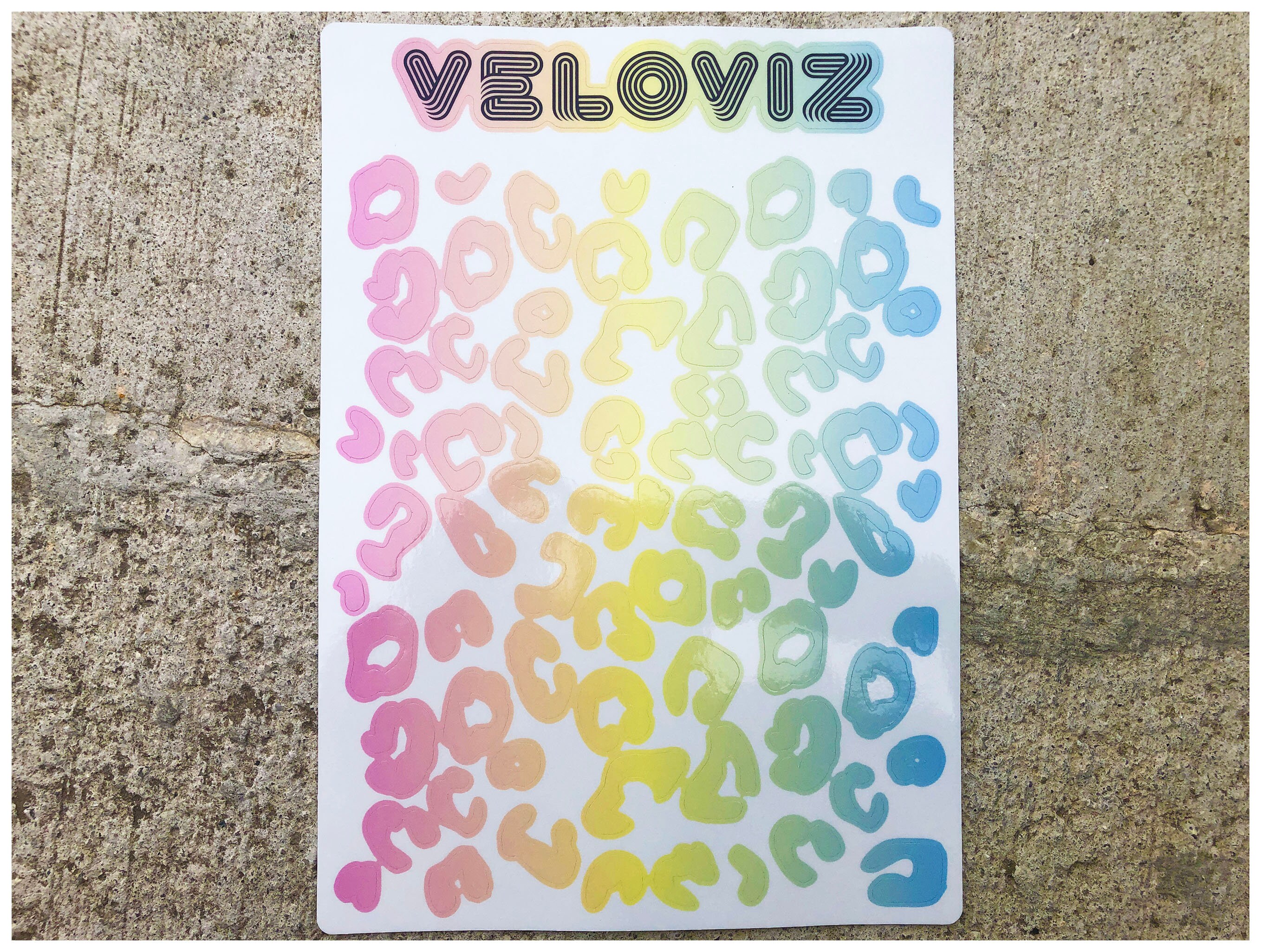 Stickers autocollants vélo cargo Veloviz REFLECTIVE imprimé léopard A4 découpés - Pastel Fade - France