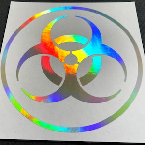 Rainbow Holographic BIOHAZARD 14CM Car Laptop Zombie Stickers Decals