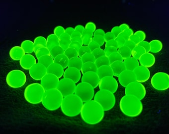 Uranium-vaselineglas 14 mm geel, UV-reactief knikkers marmer (seconden)
