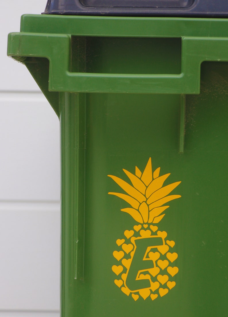 Reflective Pineapple Wheelie Bin House Number Die-Cut Vinyl Sticker Decal Recycling Food Caddy