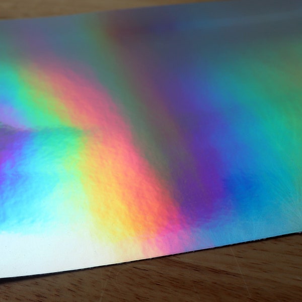 Holographic Iridescent A4 Sticker Sheet - Silver Rainbow Effect - Self Adhesive Vinyl Sticker Decal Sheet