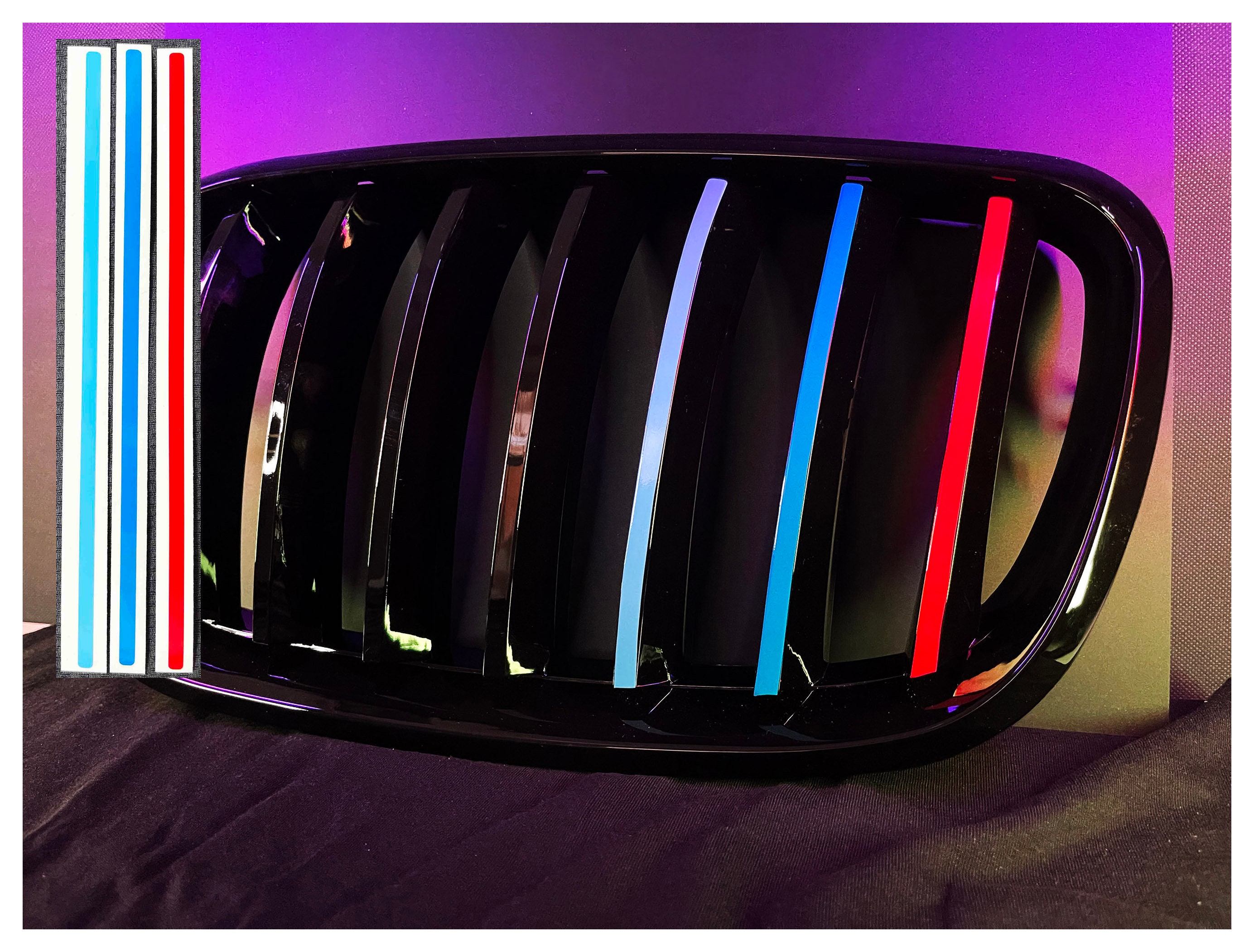  Lanyun Compatible with bmw X1 E84 2009-2015 accessories Color  Grill Stripes Trims with 7 Beam Kidney Grille : Automotive