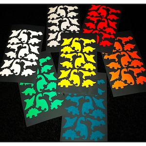 Veloviz Reflective Dinosaurs (SMALL) Die-Cut Vinyl Cargo Bike Stickers Decals