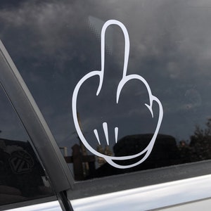 Comic Middle Finger Funny Die Cut Vinyl Sticker Decal for Car Window, Car Bumper, Water Bottle, Laptop,  Macbook, Journal