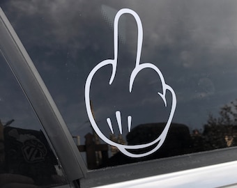 Comic Middle Finger Funny Die Cut Vinyl Sticker Decal for Car Window, Car Bumper, Water Bottle, Laptop,  Macbook, Journal