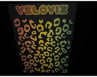 Veloviz REFLECTIVE Leopard Print A4 Die-Cut Cargo Bike Stickers Decals - Pastel Fade