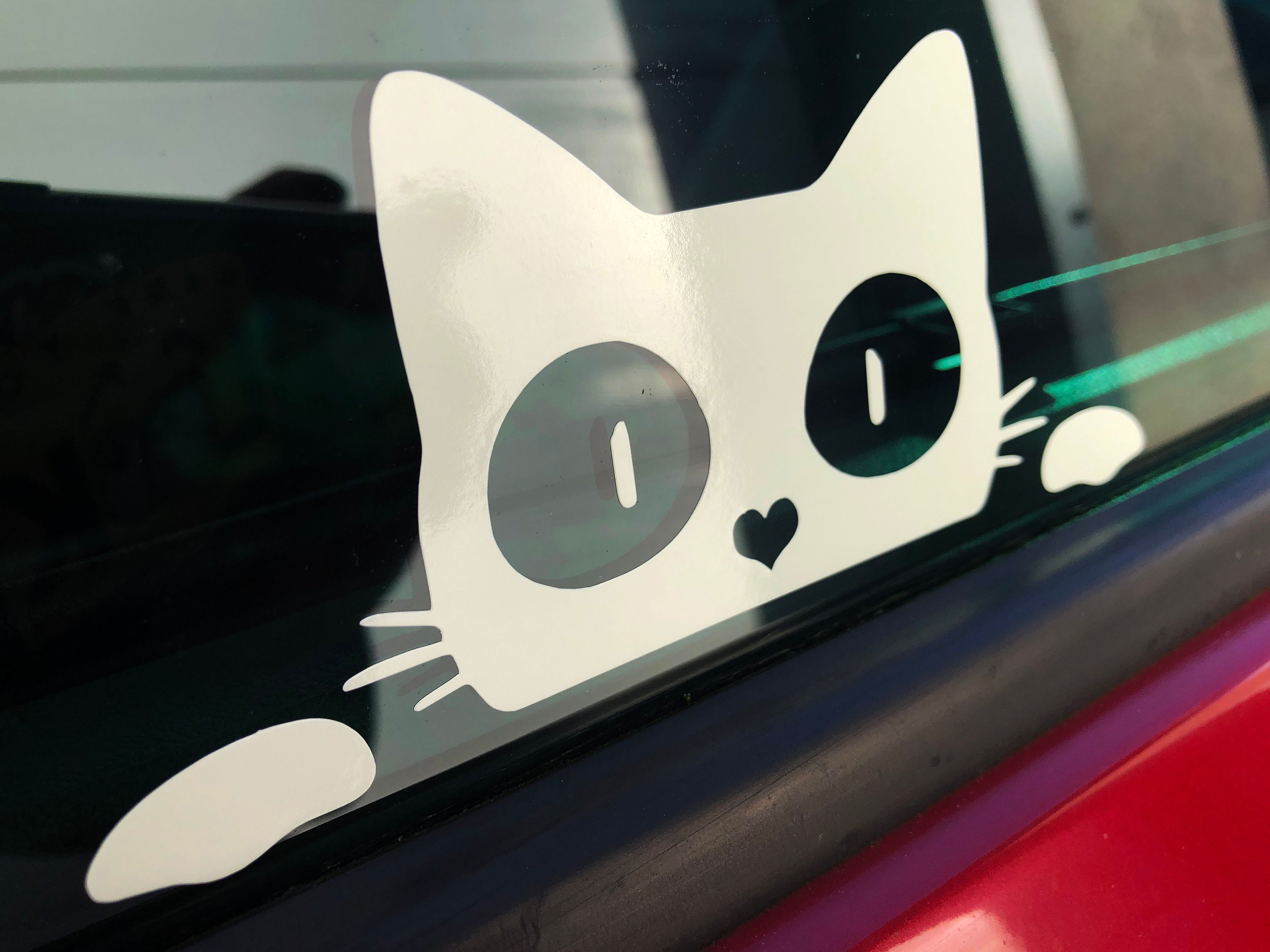 Peeper Window Sticker Glow in the Dark Peeping Peeking Cat Kitten Funny Car Window Bumper ...