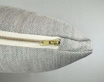 Handmade Chevron Pillow Cover, Jacquard Fabric with Brass Zipper