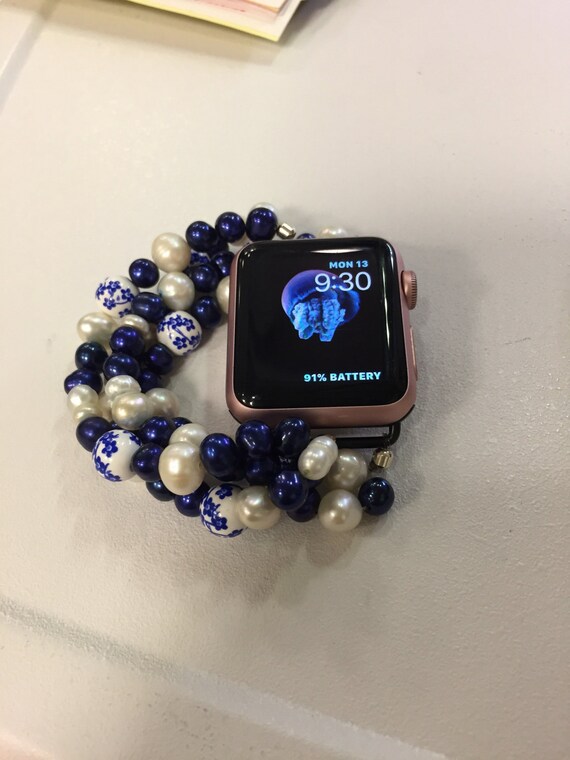 Apple Watch Iwatch Natural Freshwater Pearl Band - Etsy display picture 2
