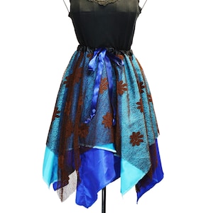 55 Waistband Handcrafted Readymade Pixie Skirt Multi-Layer Scarf Point Hem Mermaid Style Size L