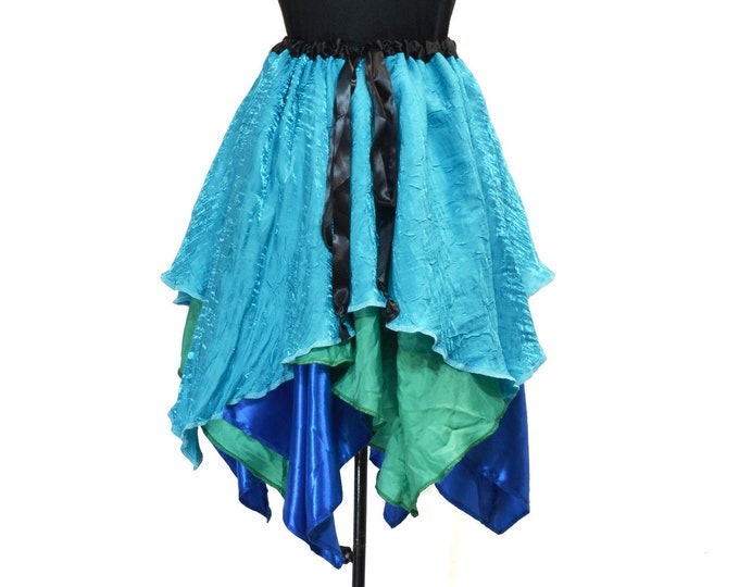 55 Waistband Handcrafted Readymade Pixie Skirt Multi-Layer Scarf Point Hem Mermaid Style Size L