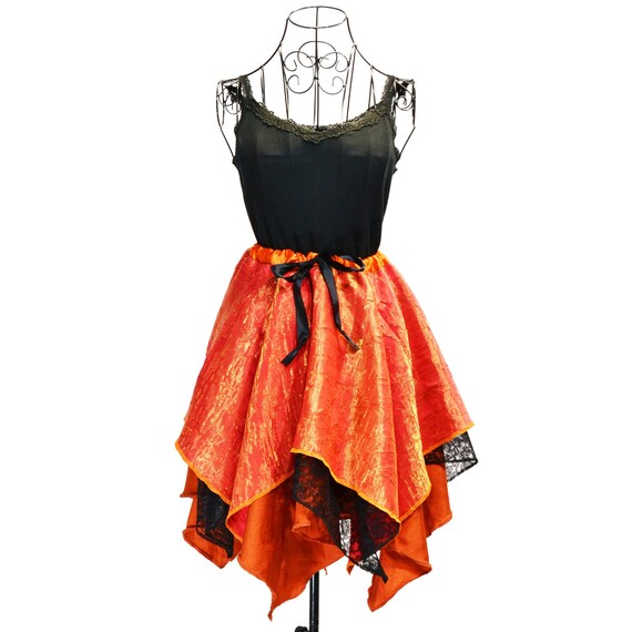 55 Waistband Handcrafted Readymade Pixie Skirt Multi-Layer Scarf Point Hem Mermaid Style Size L