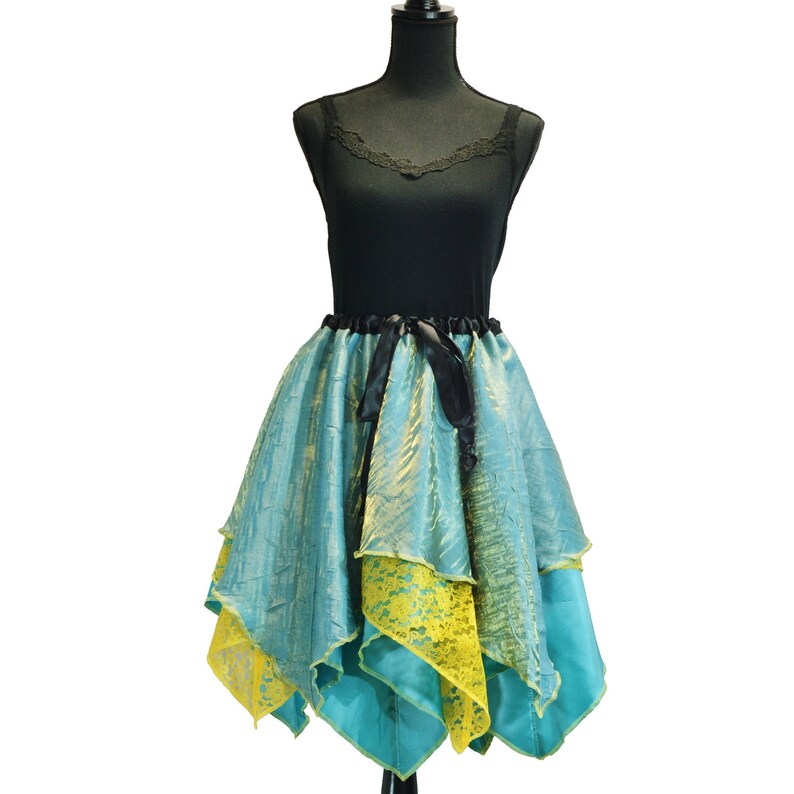 55 Waistband Handcrafted Readymade Pixie Skirt Multi-Layer Scarf Point Hem Mermaid Style Size L