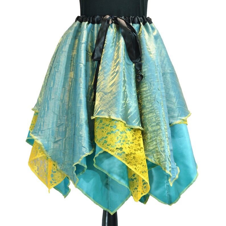 55 Waistband Handcrafted Readymade Pixie Skirt Multi-Layer Scarf Point Hem Mermaid Style Size L