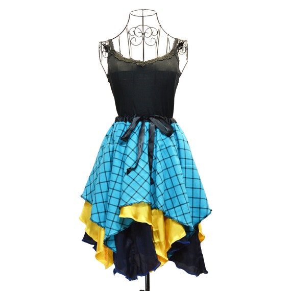 55 Waistband Handcrafted Readymade Pixie Skirt Multi-Layer Scarf Point Hem Mermaid Style Size L
