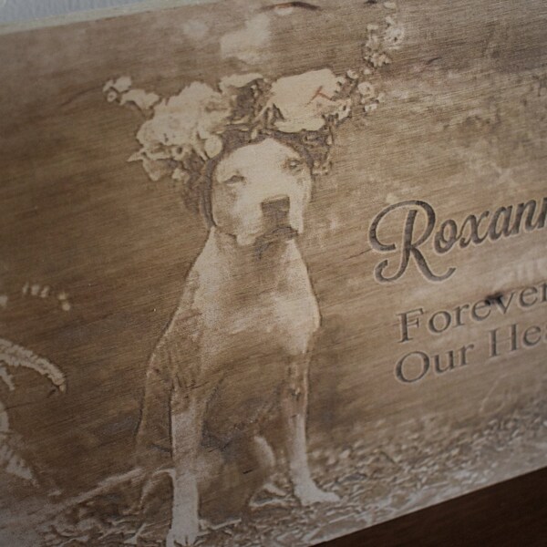 Custom Plaque With Your Photograph, Custom Memorial Sign, Pet Memorial, Wood Burned Sign, Engraved Sign, Memorial Plaque for Dog, Cat, Horse