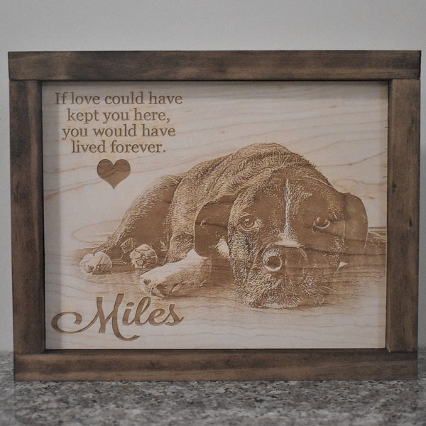 Custom Plaque With Your Photograph, Custom Memorial Sign, Pet Memorial, Wood Burned Sign, Engraved Sign, Memorial Plaque for Dog, Cat, Horse