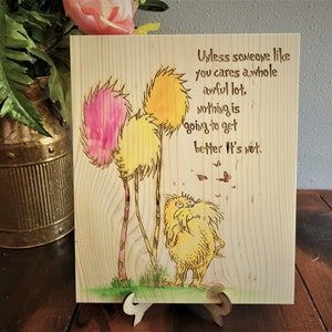 Dr. Suess The Lorax Hand Painted Engraved Large Wood Sign