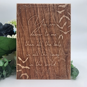 Morticia Addams Quote Engraved Wisconsin Hardwood Sign Bats