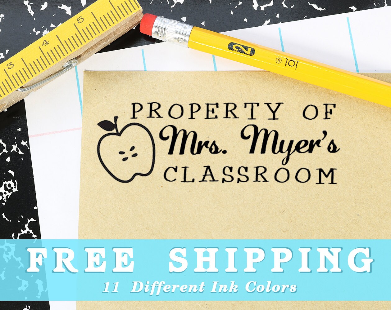 Property Of Teacher Stamp Property of Stamp Apple Teacher Etsy