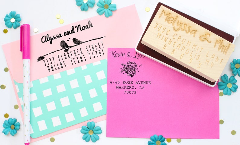 Free Shipping Return Address Stamp Custom Self Inking Stamp or Wood Stamp Hand Drawn Script Custom Address Stamp Wedding Gift