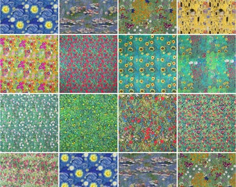 Artists Cotton Fabric ART GALLERY Klimt Van Gogh Monet Craft Dressmaking 140cm