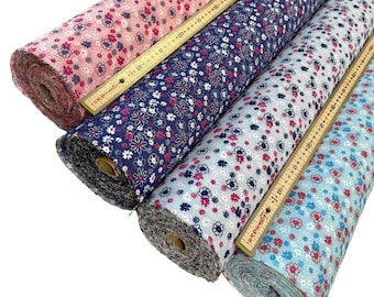 Floral Dreams Polycotton Fabric in 4 Different Colours Sold Per Metre 114cm wide