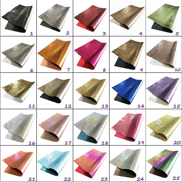 Metallic Leather Look Fabric Backed A4 A5 Sheets Hair Bows Crafts Code # 312