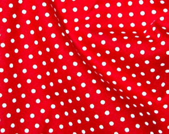 Rose & Hubble 100% Cotton Poplin Fabric - 3mm Polkadot Spot - Sold By The Metre - ( BRIGHT-RED )