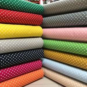 100% Superior Cotton Fabric 3-4mm Polka Dot * EXTRA WIDE 140cm wide 13 colours