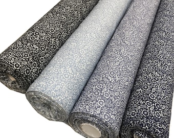 100% Cotton Poplin Fabric Small Ditsy Paisley Floral Blue Grey Silver Black 45" Wide