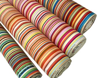 Multi Coloured Stripes 100% Superior Cotton Poplin Fabric 45" wide By the Metre