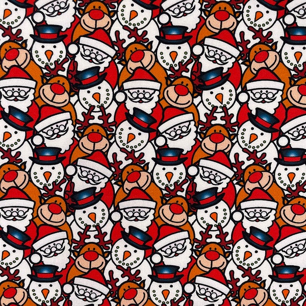 100% Cotton Christmas Fabric Material Digital Print Sold By the Metre 140cm wide. Santa's Little Helper CC326