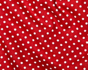 Rose & Hubble 100% Cotton Poplin Fabric - 3mm Polkadot Spot - Sold By The Metre - ( RED )