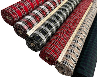 100% Cotton Tartan Fabrics - 3 Designs Sold Per Metre 147cm wide