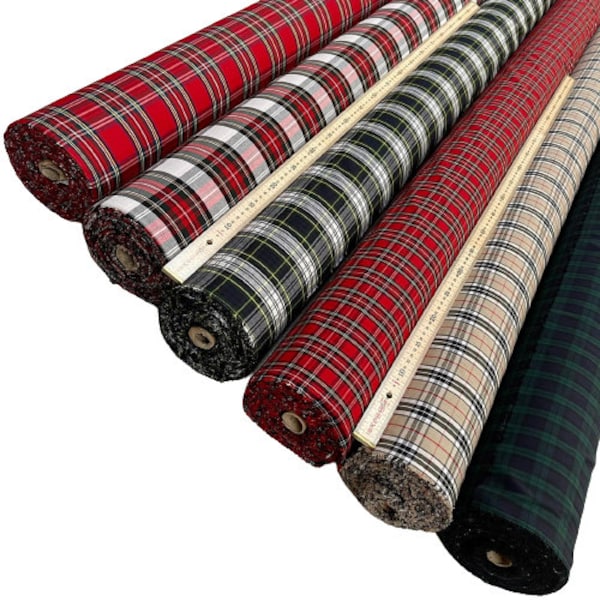 100% Cotton Tartan Fabrics - 3 Designs Sold Per Metre 147cm wide