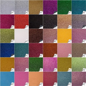 Glitter Fabric - PU Leather Canvas Backed Materiel Leatherette Sheets for Bow Making Arts & Crafts - 40 Colors A4  A5