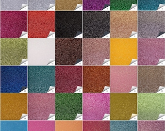Glitter Fabric - PU Leather Canvas Backed Materiel Leatherette Sheets for Bow Making Arts & Crafts - 40 Colors A4  A5